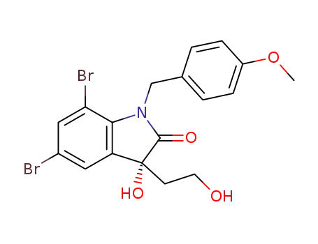 (R)-5,7-dibromo-3-hydroxy-3-(2-hydroxyethyl)-1-(4-methoxybenzyl)indolin-2-one