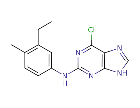 Molecular Structure of 579486-85-4 (1H-Purin-2-amine, 6-chloro-N-(3-ethyl-4-methylphenyl)-)