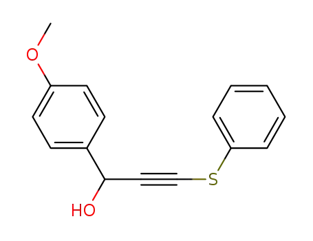 Molecular Structure of 1062602-29-2 (1-(p-methoxyphenyl)-3-(phenylsulfanyl)propargyl alcohol)