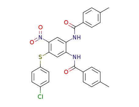 Molecular Structure of 872870-83-2 (N-[4-(4-chloro-phenylsulfanyl)-5-nitro-2-(4-toluoylamino)-phenyl]-4-toluamide)