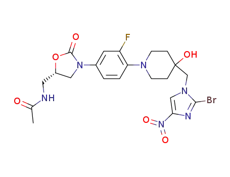 (S)-N-(3-{4-[4-(2-bromo-4-nitro-imidazol-1-ylmethyl)4-hydroxy-piperidin-1-yl]-3-fluoro-phenyl}-2-oxo-oxazolidin-5-ylmethyl)-acetamide