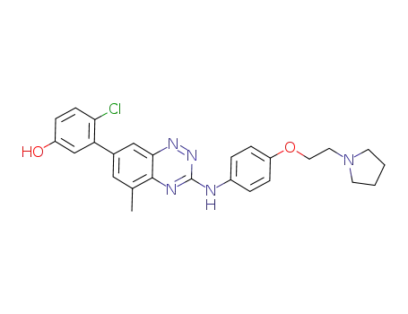 Molecular Structure of 867334-05-2 (Phenol, 4-chloro-3-[5-Methyl-3-[[4-[2-(1-pyrrolidinyl)ethoxy]phenyl]aMino]-1,2,4-benzotriazin-7-yl]-)
