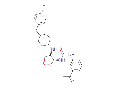 Molecular Structure of 335388-52-8 (N-(3-acetylphenyl)-N'-((3S,4S)-4-{[4-(4-fluorobenzyl)cyclohexyl]amino}tetrahydro-3-furanyl)urea)