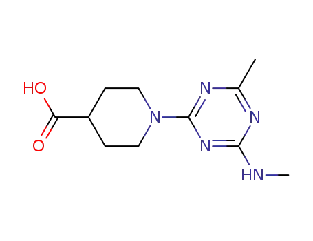 Molecular Structure of 1141894-74-7 (1-[4-methyl-6-(methylamino)-1,3,5-triazin-2-yl]-4-piperidinecarboxylicacid)