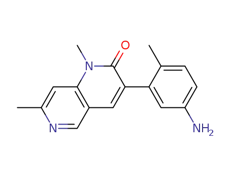 Molecular Structure of 1021535-31-8 (3-(5-Amino-2-methylphenyl)-1,7-dimethyl-1,6-naphthyridin-2(1H)-one)