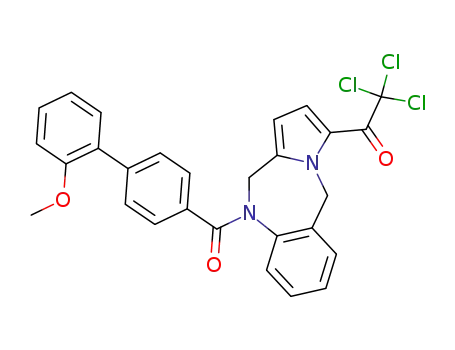 Molecular Structure of 909039-90-3 (2,2,2-trichloro-1-{10-[(2'-methoxy-1,1'-biphenyl-4-yl)carbonyl]-10,11-dihydro-5H-pyrrolo[2,1-c][1,4]benzodiazepin-3-yl}ethanone)