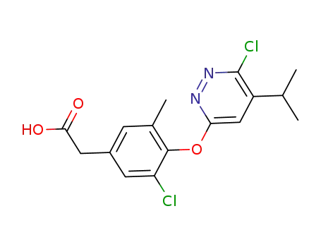 Molecular Structure of 920509-16-6 ([3-chloro-4-(6-chloro-5-isopropylpyridazin-3-yloxy)-5-methylphenyl]acetic acid)