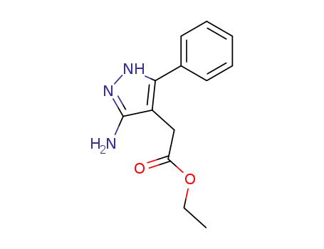 Molecular Structure of 138147-94-1 (1H-Pyrazole-4-acetic acid, 3-amino-5-phenyl-, ethyl ester)