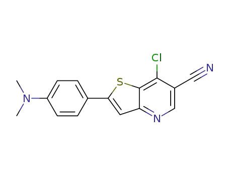 Molecular Structure of 700844-29-7 (Thieno[3,2-b]pyridine-6-carbonitrile,
7-chloro-2-[4-(dimethylamino)phenyl]-)