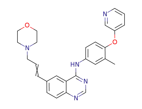 Molecular Structure of 383430-51-1 (4-Quinazolinamine,
N-[3-methyl-4-(3-pyridinyloxy)phenyl]-6-[3-(4-morpholinyl)-1-propenyl]-)