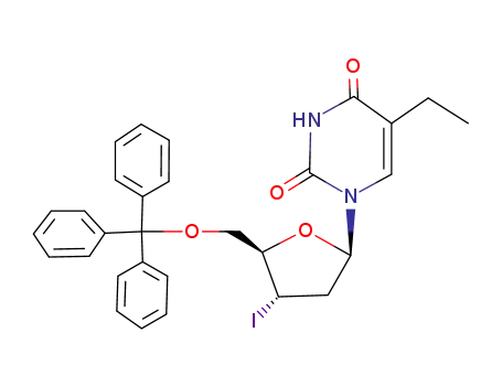 Uridine, 2',3'-dideoxy-5-ethyl-3'-iodo-5'-O-(triphenylmethyl)-