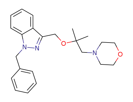 Molecular Structure of 1186610-50-3 (1-benzyl-3-[(1,1-dimethyl-2-morpholin-4-ylethoxy)methyl]-1H-indazole.)