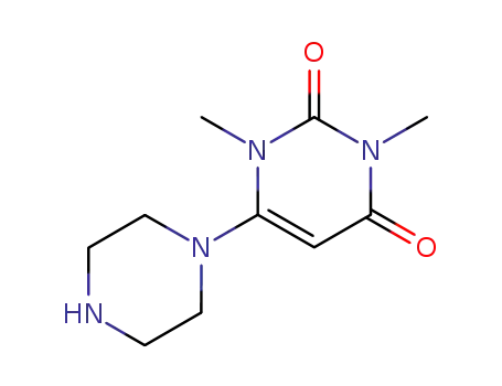 Molecular Structure of 80210-72-6 (2,4(1H,3H)-Pyrimidinedione, 1,3-dimethyl-6-(1-piperazinyl)-)