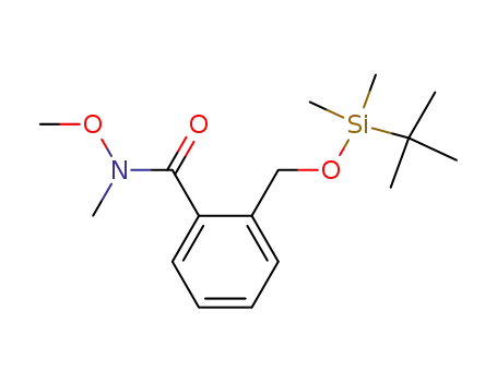 Molecular Structure of 391198-60-0 (Benzamide,
2-[[[(1,1-dimethylethyl)dimethylsilyl]oxy]methyl]-N-methoxy-N-methyl-)