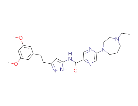 N-[5-[2-(3,5-dimethoxyphenyl)ethyl]-2H-pyrazol-3-yl]-5-(4-ethyl-1,4-diazepan-1-yl)pyrazine-2-carboxamide