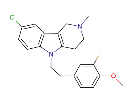 Molecular Structure of 1147864-02-5 (5-(2-(3-fluoro-4-methoxyphenyl)ethyl)-8-chloro.2-methyl-2,3,4,5-tetrahydro-1H-pyrido[4,3-b]indole)