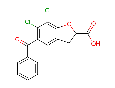Molecular Structure of 90246-52-9 (2-Benzofurancarboxylic acid, 5-benzoyl-6,7-dichloro-2,3-dihydro-)