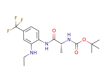Molecular Structure of 1025509-16-3 ((R)-tert-butyl (1-((2-(ethylamino)-4-(trifluoromethyl)phenyl)-amino)-1-oxopropan-2-yl)carbamate)