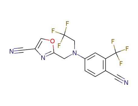 Molecular Structure of 916808-72-5 (4-Oxazolecarbonitrile,
2-[[[4-cyano-3-(trifluoromethyl)phenyl](2,2,2-trifluoroethyl)amino]methyl]-)