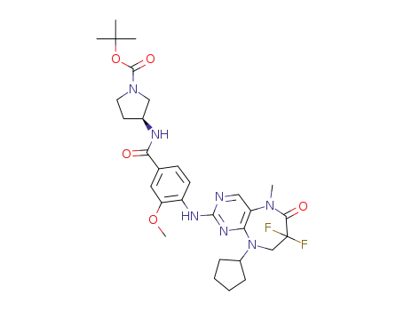 (S)-3-[4-(9-cyclopentyl-7,7-difluoro-5-methyl-6-oxo-6,7,8,9-tetrahydro-5H-pyrimido[4,5-b][1,4]diazepin-2-ylamino)-3-methoxy-benzoylamino]-pyrrolidine-1-carboxylic acid tert-butyl ester