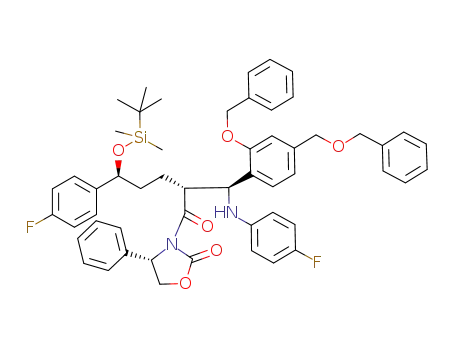 3-[2-[(2-benzyloxy-4-benzyloxymethylphenyl)-(4-fluorophenylamino)methyl]-5-(tert-butyldimethylsilanyloxy)-5-(4-fluorophenyl)pentanoyl]-4-phenyloxazolidin-2-one