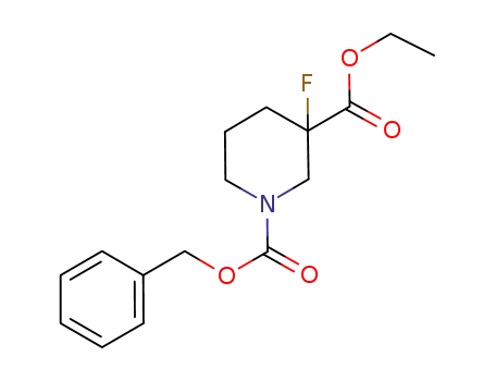 Molecular Structure of 1111640-60-8 (Ethyl 1-Cbz-3-fluoropiperidine-3-carboxylate)