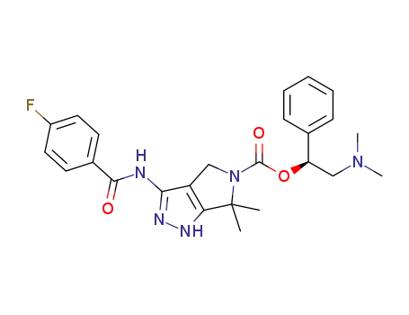 (S)-2-(dimethylamino)-1-phenylethyl-3-(4-fluorobenzamido)-6,6-dimethyl-4,6-dihydropyrrolo[3,4-c]pyrazole-5(1H)-carboxylate