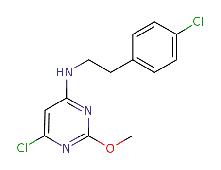 Molecular Structure of 885067-45-8 (4-Pyrimidinamine, 6-chloro-N-[2-(4-chlorophenyl)ethyl]-2-methoxy-)