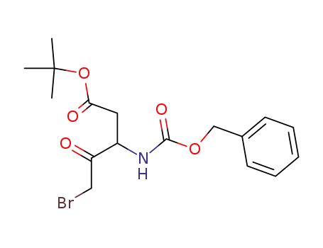 Molecular Structure of 188890-84-8 (Pentanoic acid, 5-bromo-4-oxo-3-[[(phenylmethoxy)carbonyl]amino]-,
1,1-dimethylethyl ester)