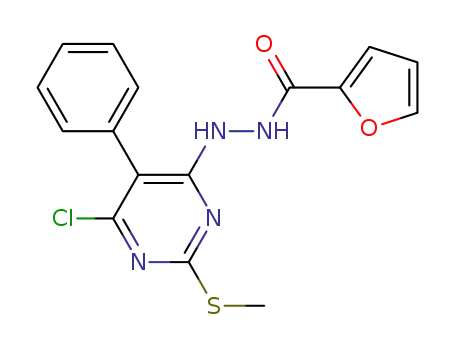 Molecular Structure of 213899-21-9 (N-(4-Chloro-2-methylthio-5-phenylpyrimidin-6-yl)-N'-(2-furoyl)hydrazine)