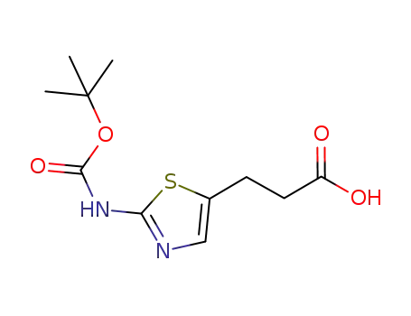 Molecular Structure of 920313-46-8 (5-Thiazolepropanoic  acid,  2-[[(1,1-dimethylethoxy)carbonyl]amino]-)