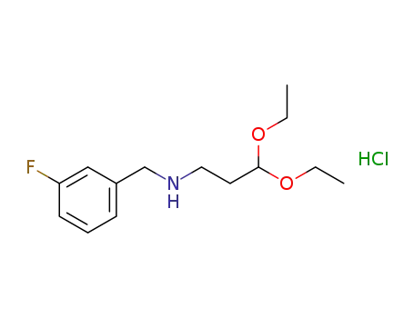 Molecular Structure of 1099778-13-8 (3-fluoro-N-(3,3-diethoxypropyl)benzylamine hydrochloride)