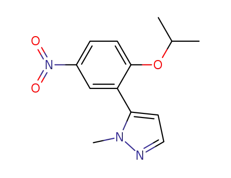 Molecular Structure of 839713-67-6 (1H-Pyrazole, 1-methyl-5-[2-(1-methylethoxy)-5-nitrophenyl]-)