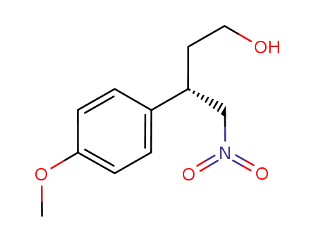 Molecular Structure of 1001860-24-7 ((-)-(S)-3-(4-methoxyphenyl)-4-nitrobutan-1-ol)