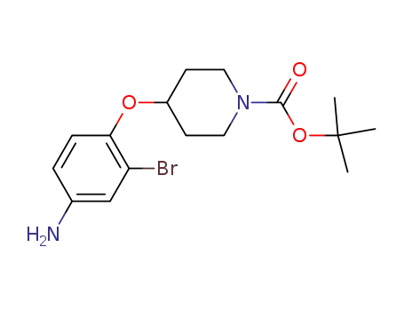 Molecular Structure of 337520-17-9 (3-bromo-4-(1-t-butoxycarbonylpiperidin-4-yloxy)aniline)