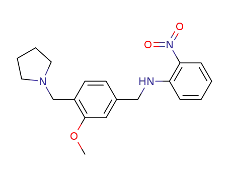 Molecular Structure of 215656-64-7 (N-[3-methoxy-4-[(1-pyrrolidinyl)methyl]benzyl]-2-nitroaniline)