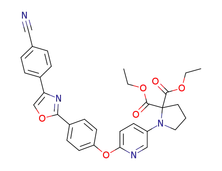 1-(6-{4-[4-(4-cyano-phenyl)-oxazol-2-yl]-phenoxy}-pyridin-3-yl)-pyrrolidine-2,2-dicarboxylic acid diethyl ester