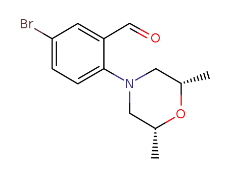 Molecular Structure of 679839-14-6 (Benzaldehyde, 5-bromo-2-[(2R,6S)-2,6-dimethyl-4-morpholinyl]-, rel-)