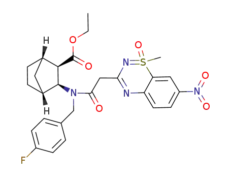(1S,2R,3S,4R)-3-{(4-fluoro-benzyl)-[2-(1-methyl-7-nitro-1-oxo-1λ<sup>6</sup>-benzo[1,2,4]thiadiazin-3-yl)-acetyl]-amino}-bicyclo[2.2.1]heptane-2-carboxylic acid ethyl ester