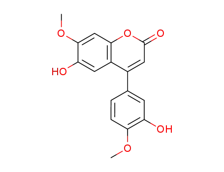 Molecular Structure of 10386-55-7 (4-(3-Hydroxy-4-methoxyphenyl)-6-hydroxy-7-methoxy-2H-1-benzopyran-2-one)