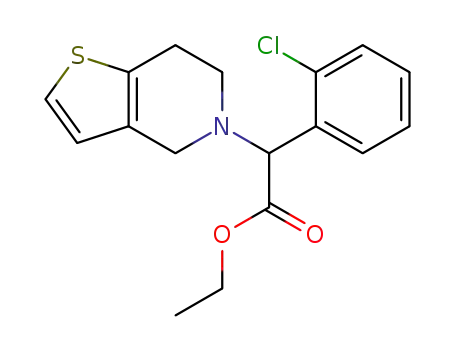 Molecular Structure of 90055-81-5 (Thieno[3,2-c]pyridine-5(4H)-acetic acid,
a-(2-chlorophenyl)-6,7-dihydro-, ethyl ester)