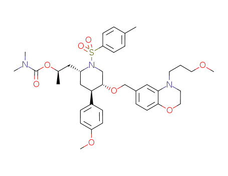dimethyl-carbamic acid (R)-2-[(2R,4R,5R)-4-(4-methoxy-phenyl)-5-[4-(3-methoxy-propyl)-3,4-dihydro-2H-benzo[1,4]oxazin-6-ylmethoxy]-1-(toluene-4-sulfonyl)-piperidin-2-yl]-1-methyl-ethyl ester