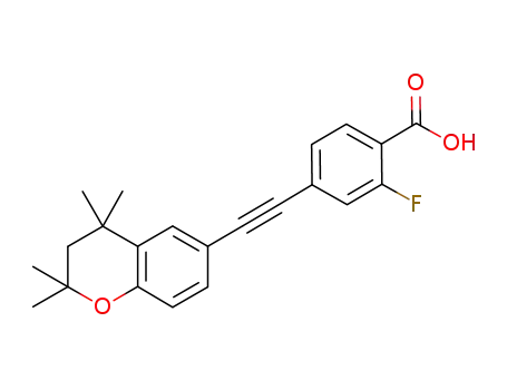 Molecular Structure of 345963-28-2 (2-fluoro-4-(2,2,4,4-tetramethyl-chroman-6-yl-ethynyl)-benzoic acid)