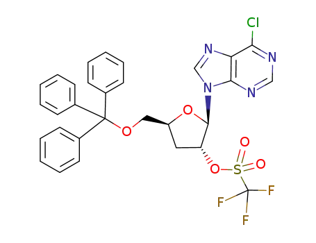 6-chloro-9-[3-deoxy-2-O-[(trifluoromethyl)sulfonyl]-5-O-(triphenylmethyl)-β-D-erythro-pentofuranosyl]-9H-purine