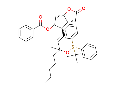 Molecular Structure of 1151943-96-2 ((3aR,4R,5R,6aS)-4-((E)-3-(tert-butyldiphenylsilyloxy)-3-methyloct-1-enyl)-2-oxohexahydro-2H-cyclopenta[b]furan-5-yl benzoate)