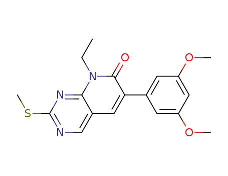 Molecular Structure of 397862-44-1 (Pyrido[2,3-d]pyrimidin-7(8H)-one,
6-(3,5-dimethoxyphenyl)-8-ethyl-2-(methylthio)-)
