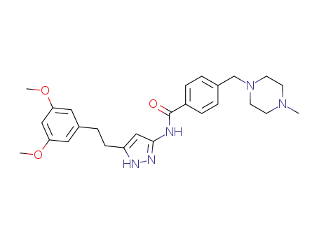 Molecular Structure of 1035269-80-7 (N-[5-[2-(3,5-dimethoxyphenyl)ethyl]-1H-pyrazol-3-yl]-4-[(4-methylpiperazin-1-yl)methyl]benzamide)