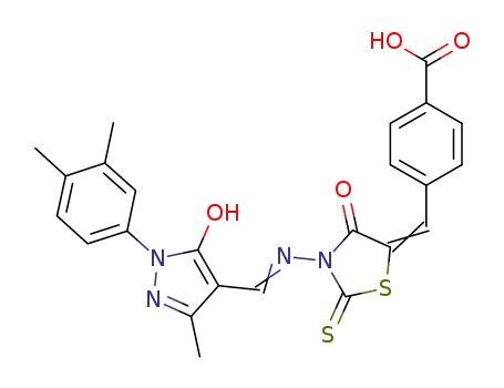 5-(4-carboxybenzylidene)-3-[(1-{3,4-dimethylphenyl}-5-hydroxy-3-methyl-1H-pyrazol-4-ylmethylene)amino]-2-thioxothiazolidin-4-one