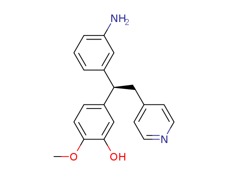 Molecular Structure of 194998-72-6 (Phenol, 5-[1-(3-aminophenyl)-2-(4-pyridinyl)ethyl]-2-methoxy-, (R)-)