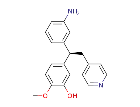 Molecular Structure of 194998-72-6 (Phenol, 5-[1-(3-aminophenyl)-2-(4-pyridinyl)ethyl]-2-methoxy-, (R)-)